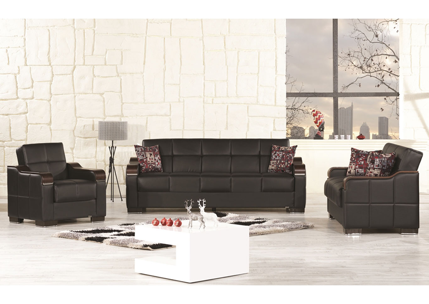 Uptown Black PU Sofabed,Ottomanson (Previously Casamode)